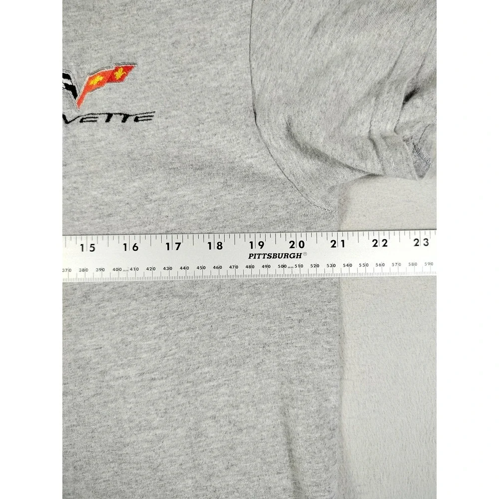 Gildan Corvette Shirt Mens Medium Gray Graphic Tee Chevy Sports Car Automotive